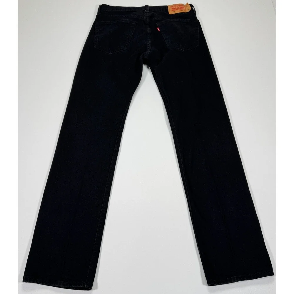 Levis 501 Mens Jeans 33x34 Black Straight Leg Button Fly Denim Classic Casual